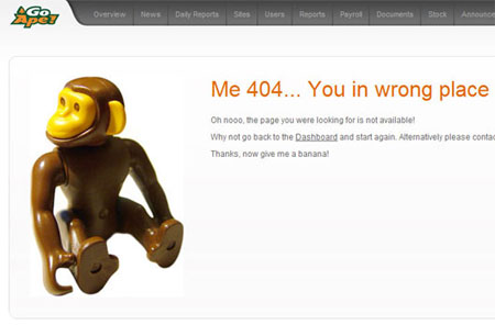 A screenshot of the Go Ape Intranet 404 page