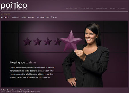 A screenshot of the Portico homepage