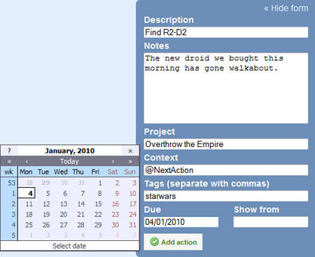 A screenshot of the GTDify Dashboard Add Task UI