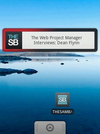 A screenshot of the Sam Barnes Google Android application main screen